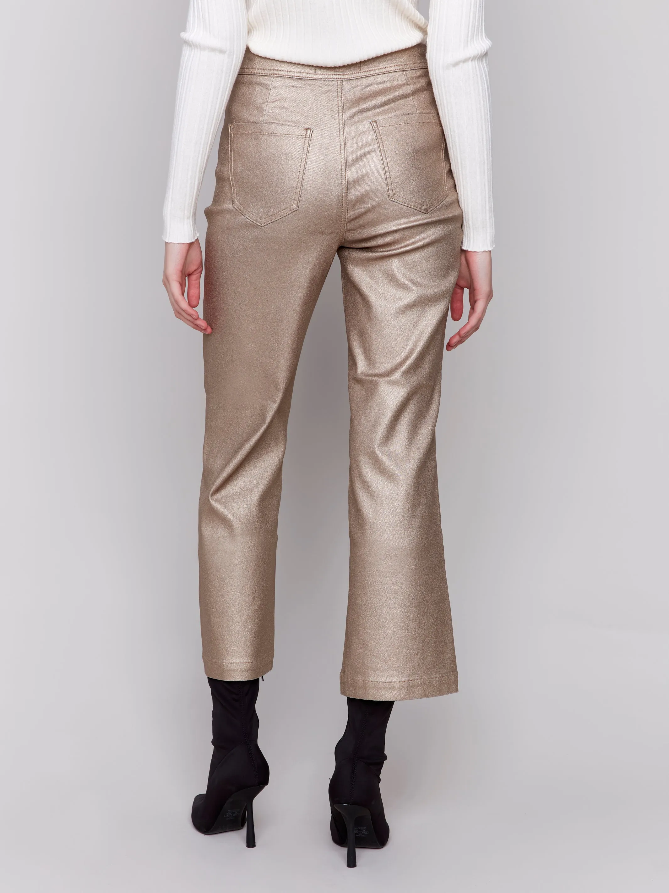 Metallic Wax Flared Pants