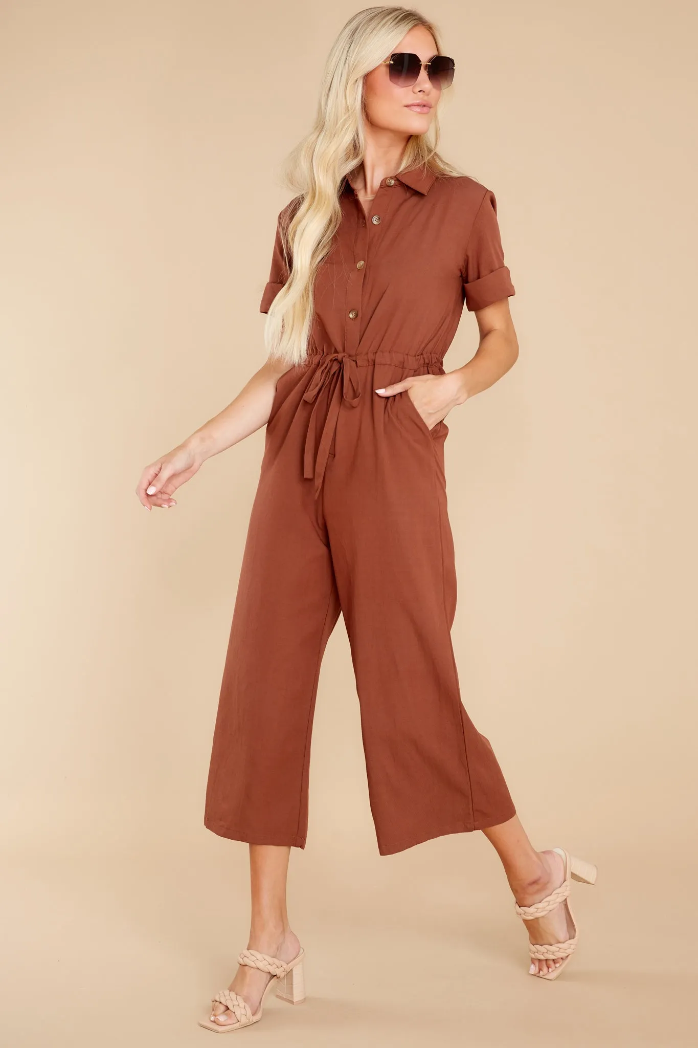 Midday Style Light Brown Jumpsuit