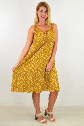 Mustard Long Dot Sleeveless Tunic Dress