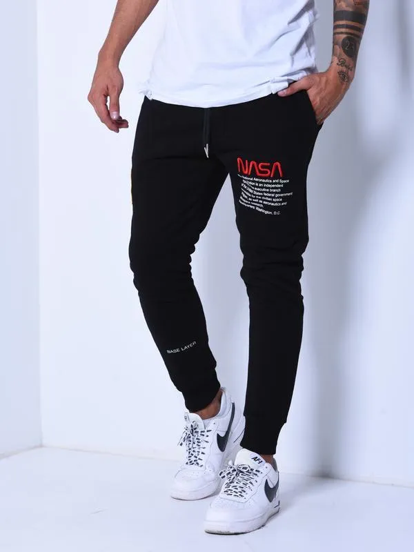 NASA Embroidery Sweatpants - Black