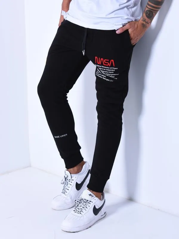 NASA Embroidery Sweatpants - Black