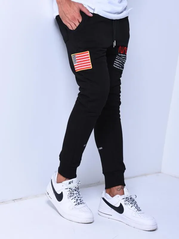 NASA Embroidery Sweatpants - Black