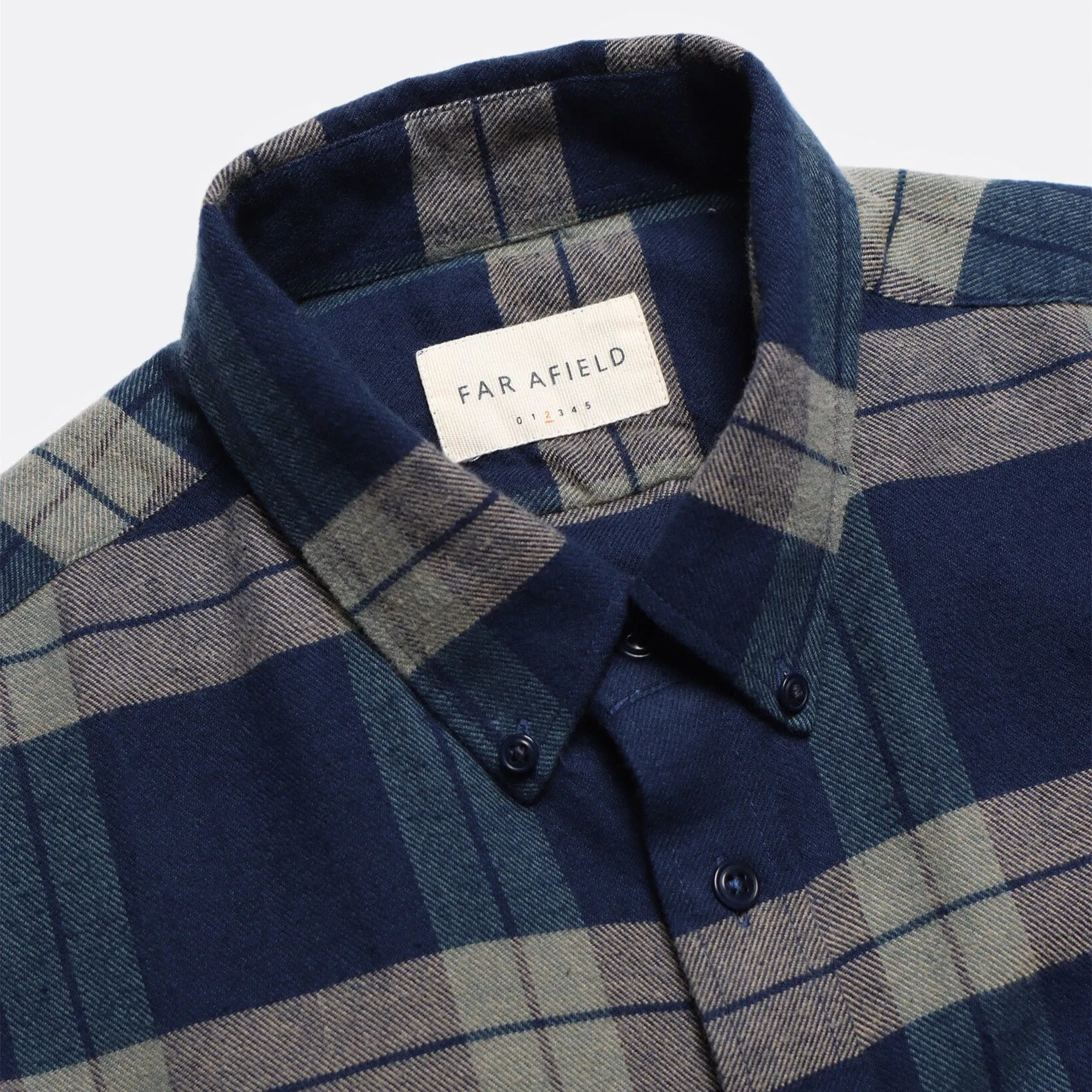 Navy Iris Ecru Larry Cotton Check Shirt