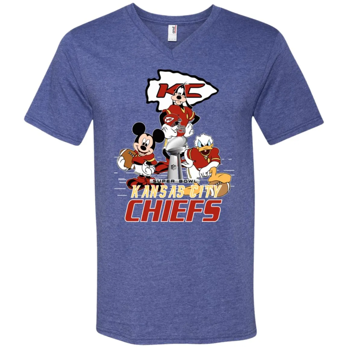 Nfl – Kansas City Chiefs Donald Duck Goofy Mickey Mouse Super Bowl 2019 Football Men V-Neck T-Shirt