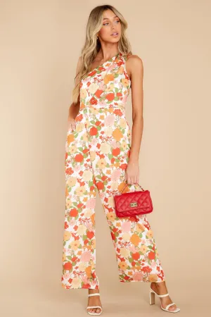 Nolana Red And Orange Peony Printed Jumpsuit