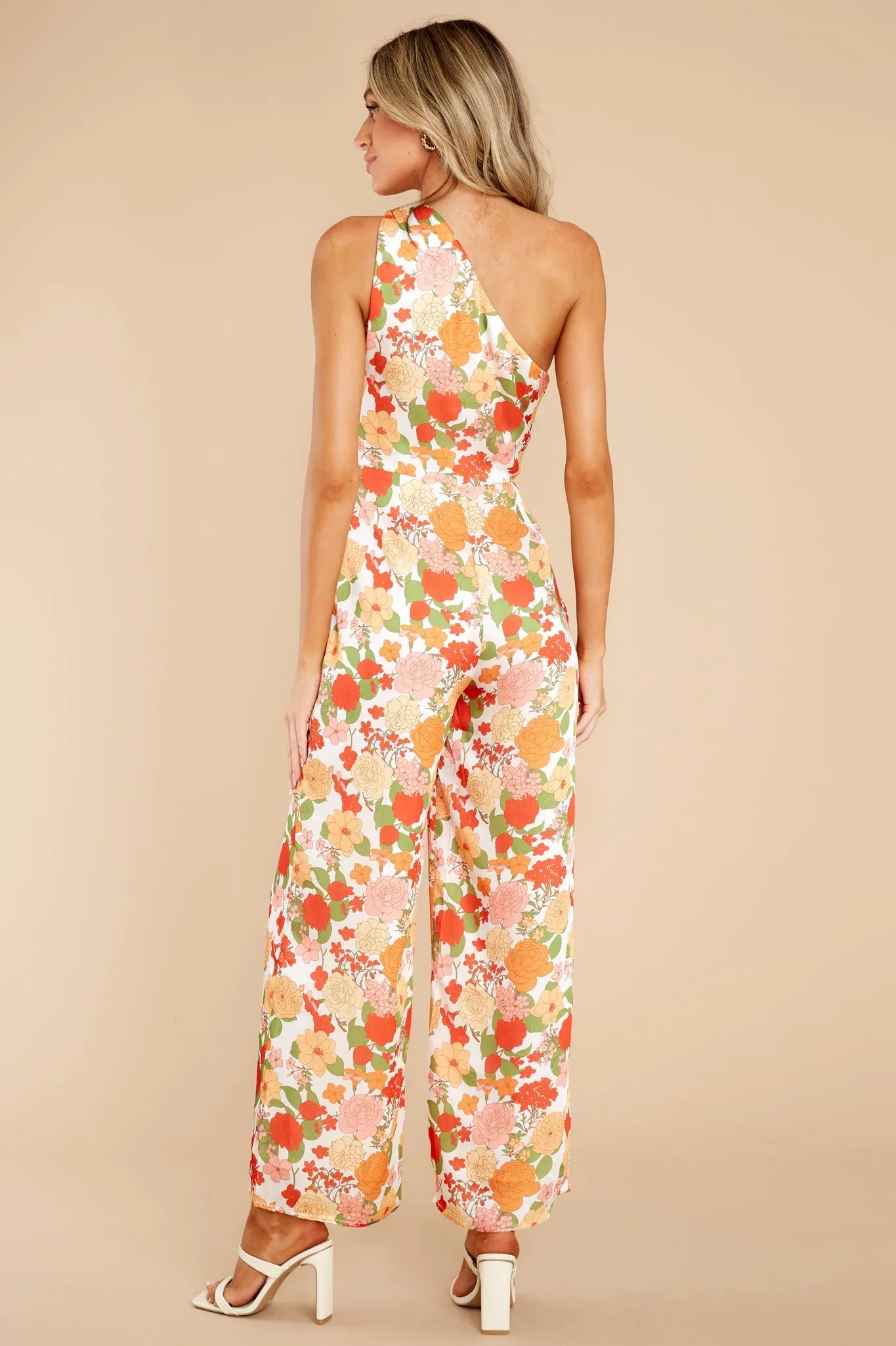 Nolana Red And Orange Peony Printed Jumpsuit