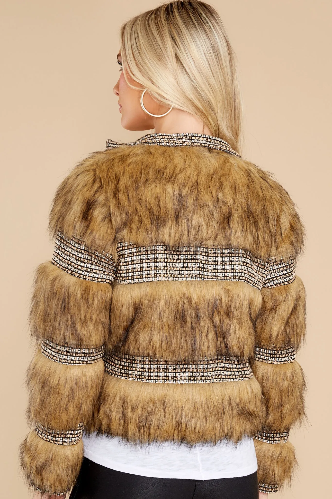 Nothing Compares Brown Multi Vegan Fur Jacket