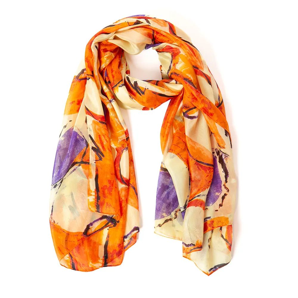 Orange Circles Silk Scarf