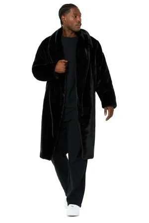 Oversized Faux Fur Trench - Black