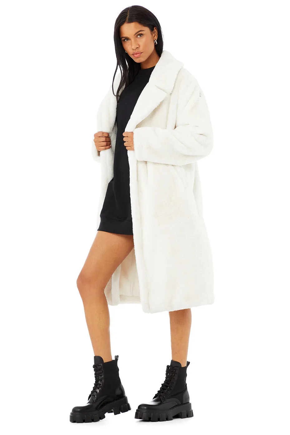 Oversized Faux Fur Trench - Ivory