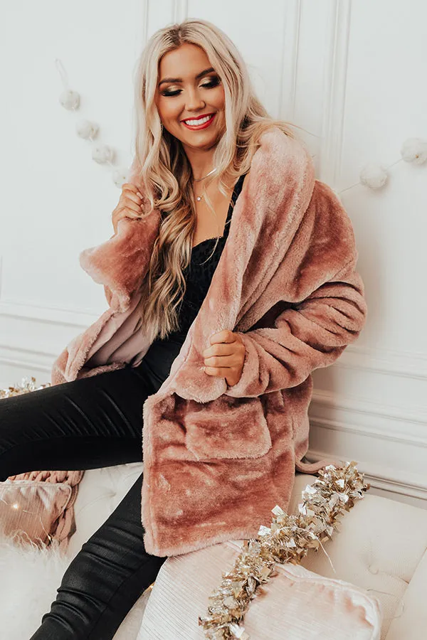 Park Avenue Plush Coat in Blush