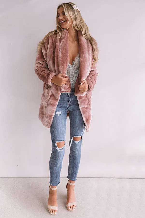 Park Avenue Plush Coat in Blush