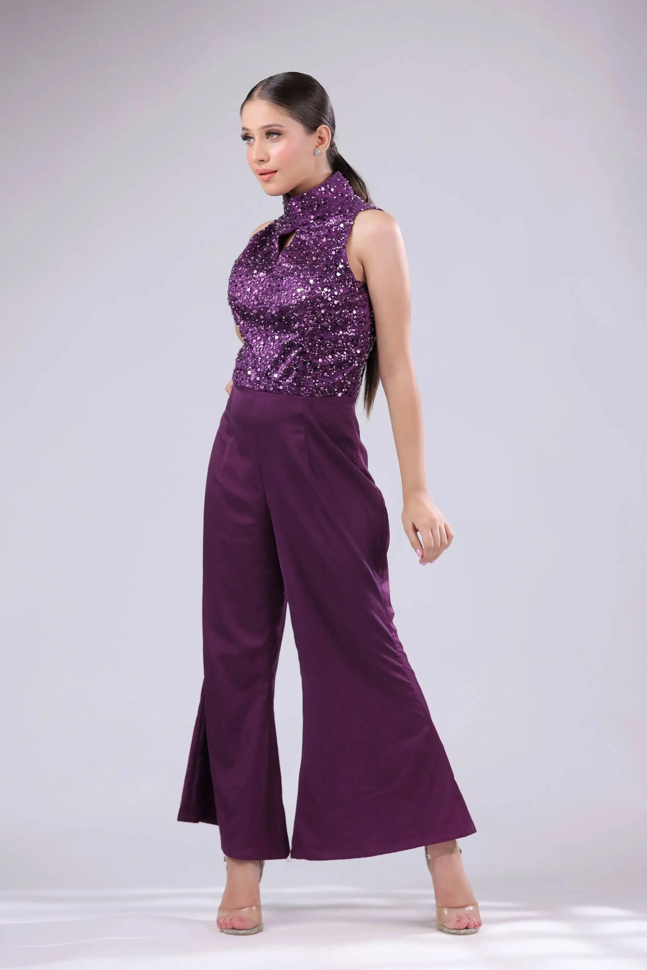 Pearl and Sequins Embroidery Jumpsuit