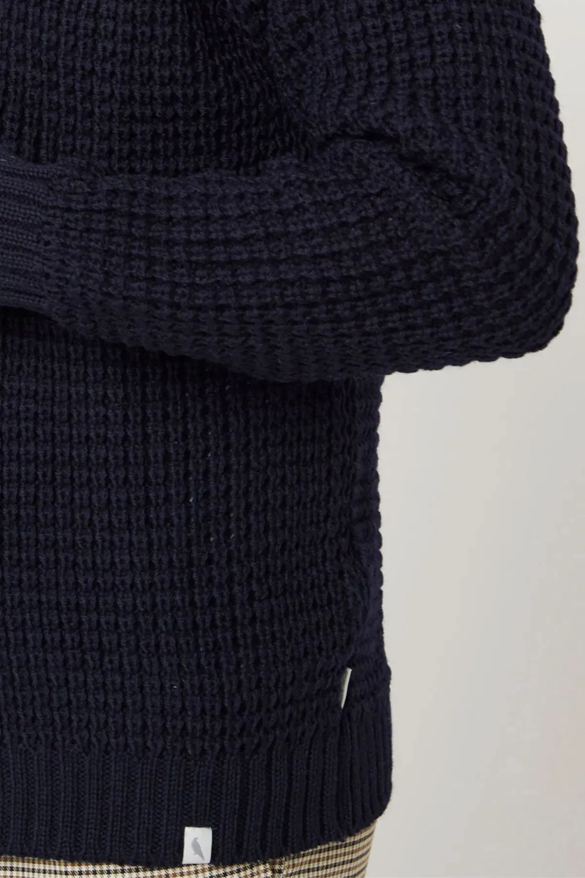 Peregrine - Waffle Shawl Cardigan in Navy