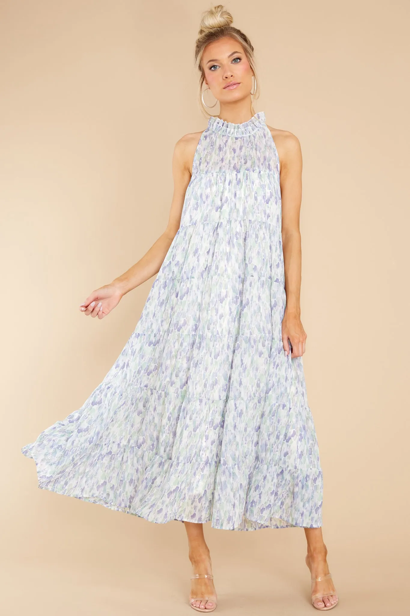 Petal Showers Blue Multi Maxi Dress