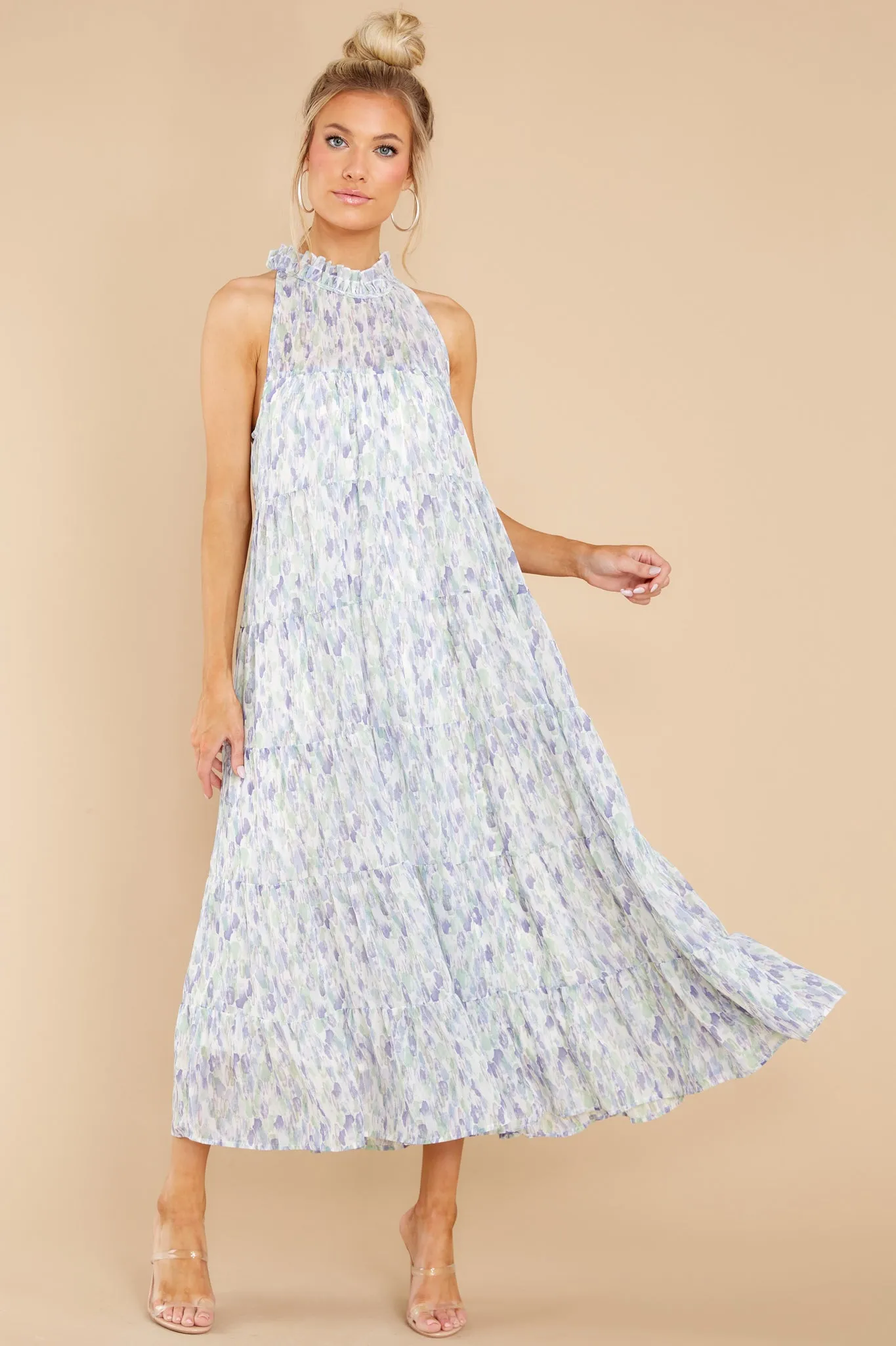 Petal Showers Blue Multi Maxi Dress