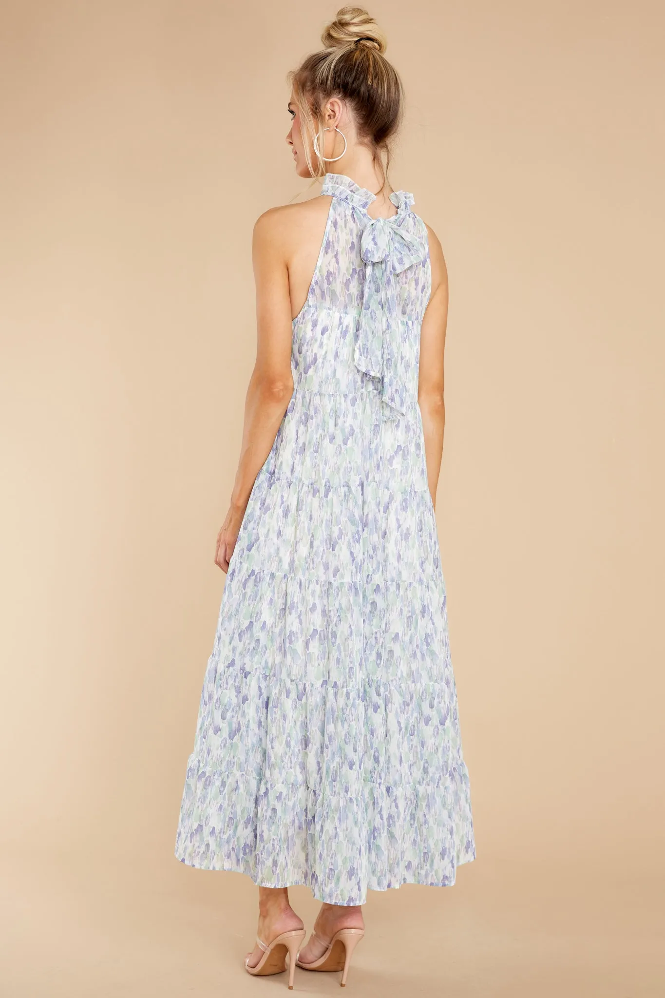 Petal Showers Blue Multi Maxi Dress