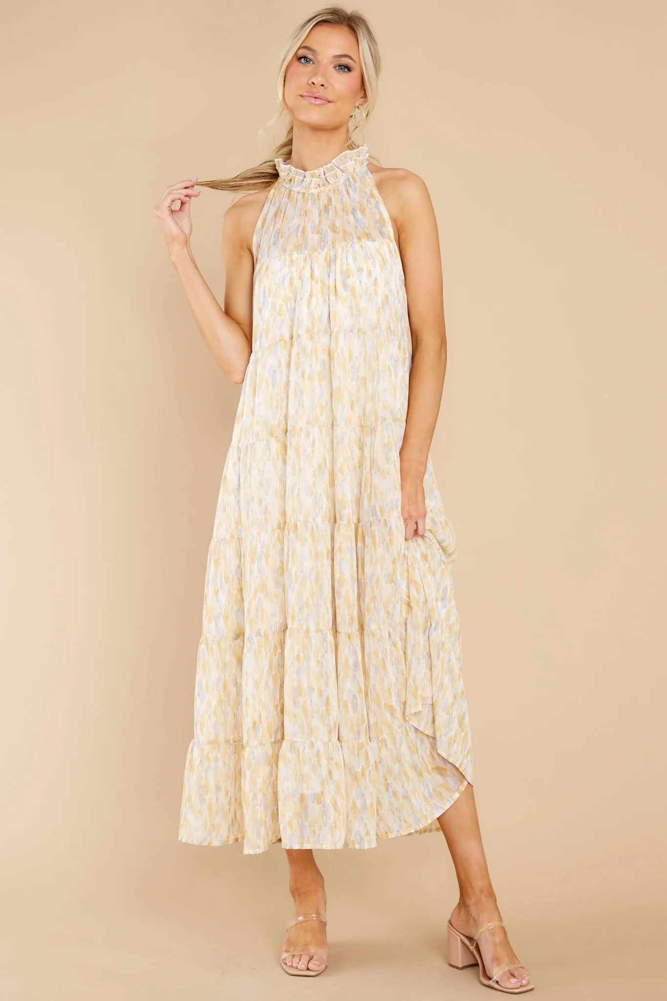 Petal Showers Yellow Multi Maxi Dress