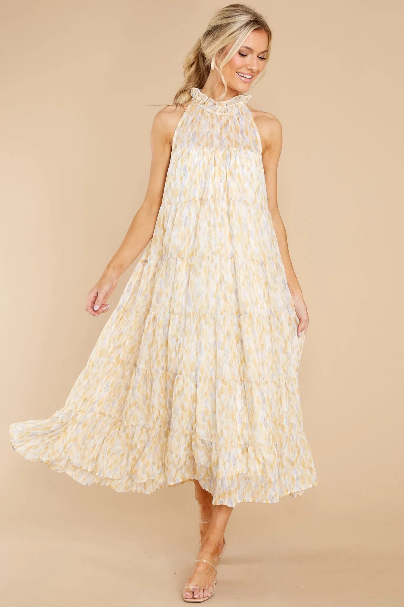 Petal Showers Yellow Multi Maxi Dress