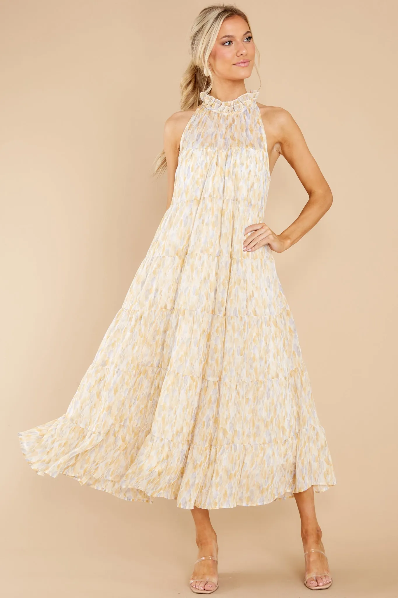 Petal Showers Yellow Multi Maxi Dress