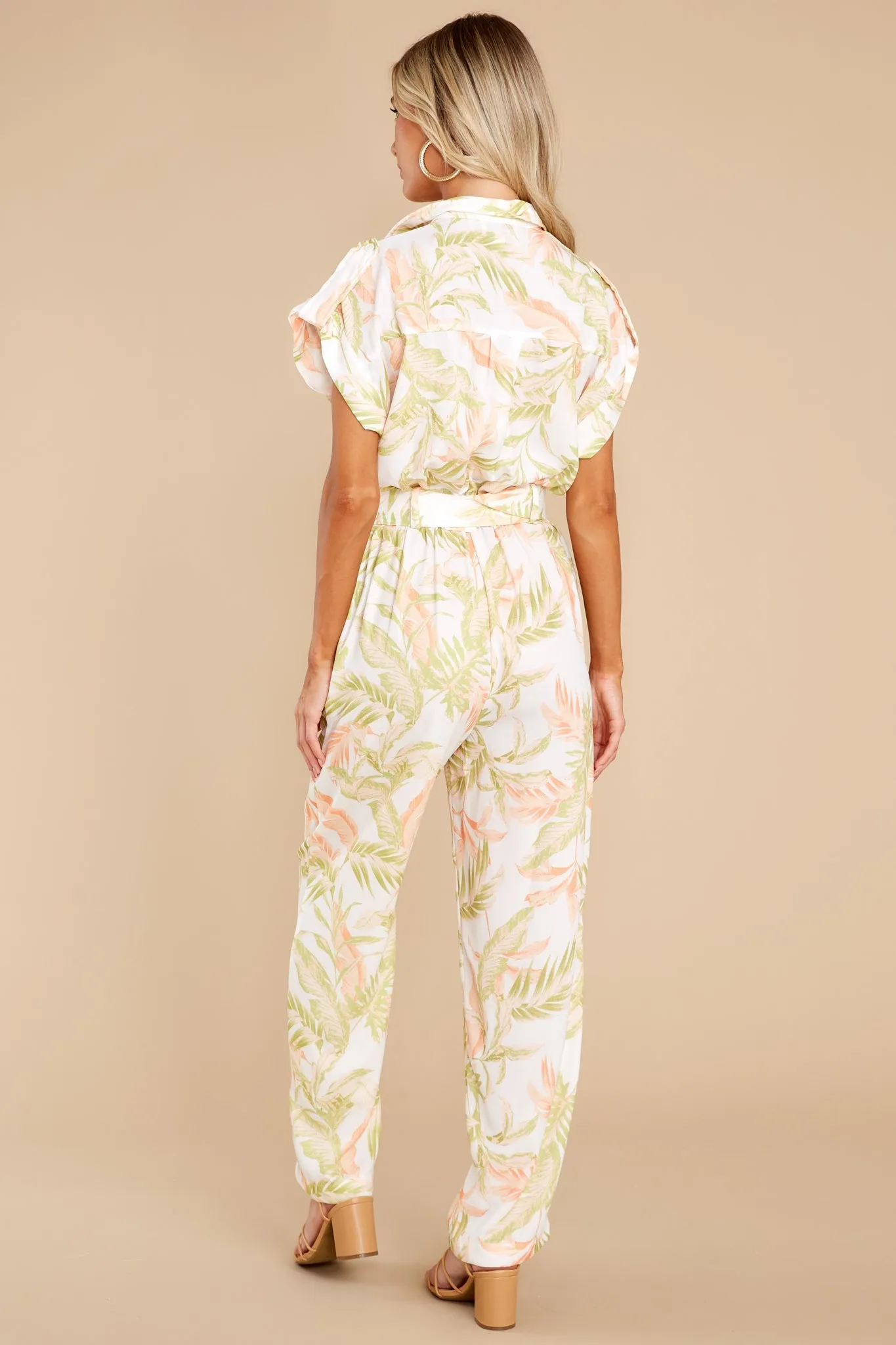 Phases And Stages White Multi Leaf Print Jumpsuit