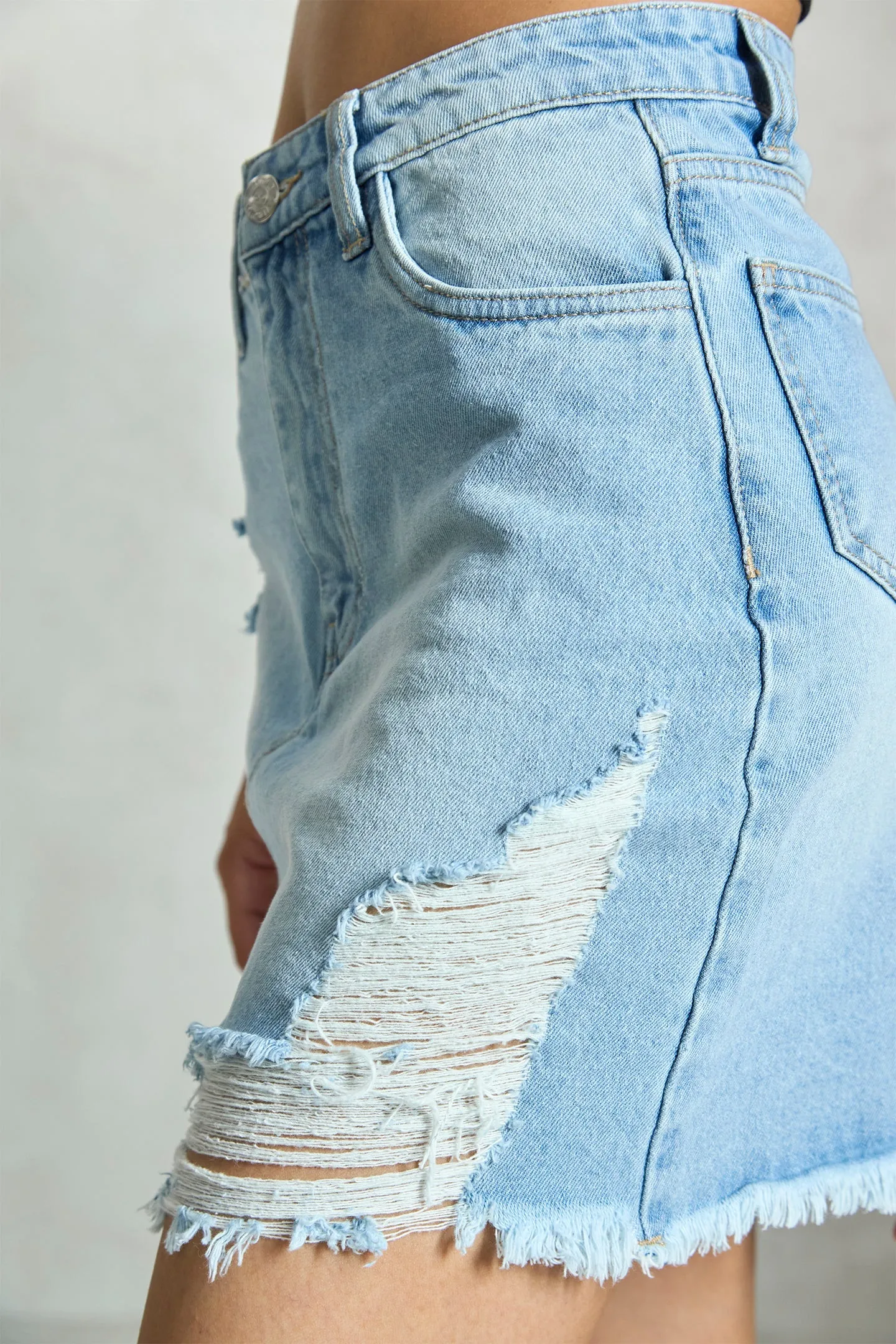 Picabo| Denim Ripped Edge Mini Skirt