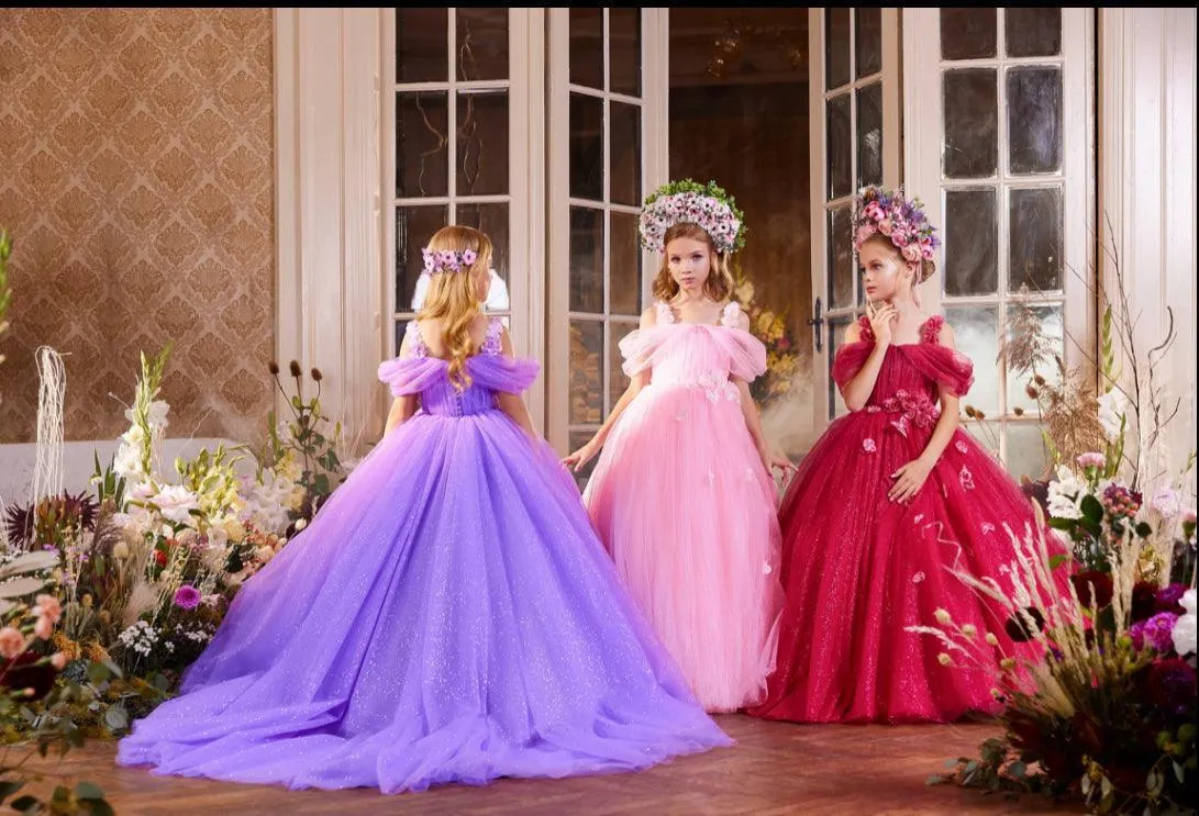 Pink and Lavender Tulle Ball Gowns