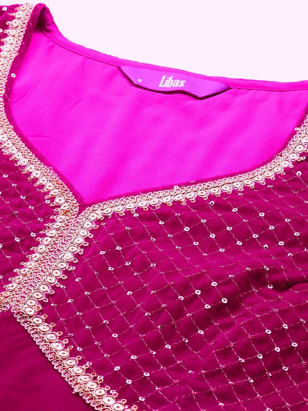 Pink Embroidered Velvet Anarkali Suit With Dupatta