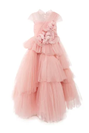 Pink Flounce Tulle Gown