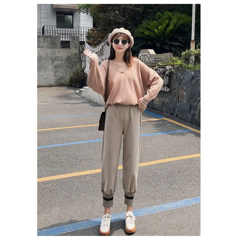 Plus Straight Starry Sky Woolen High-Waisted Loose Fit Pants