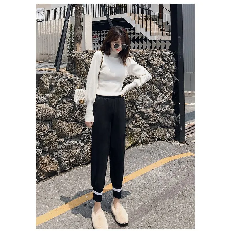 Plus Straight Starry Sky Woolen High-Waisted Loose Fit Pants