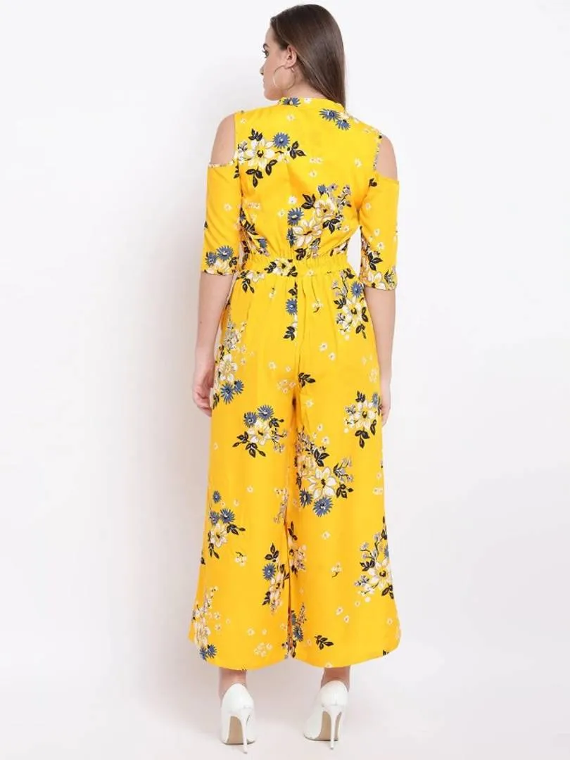 Polyester Yellow Printed Jumpsuit