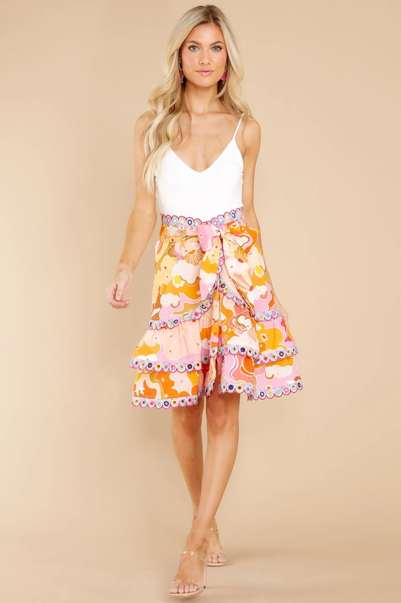 Portia Orange Multi Skirt