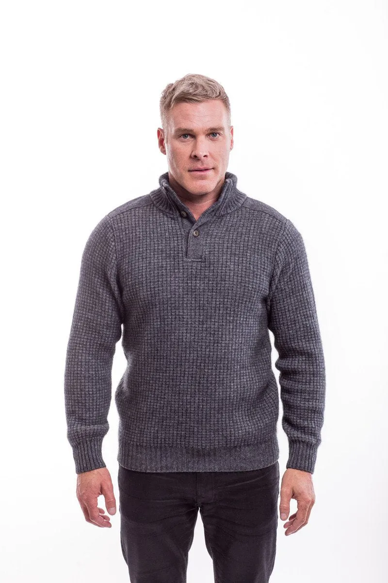 Possum Merino Placket Jumper with Buttons