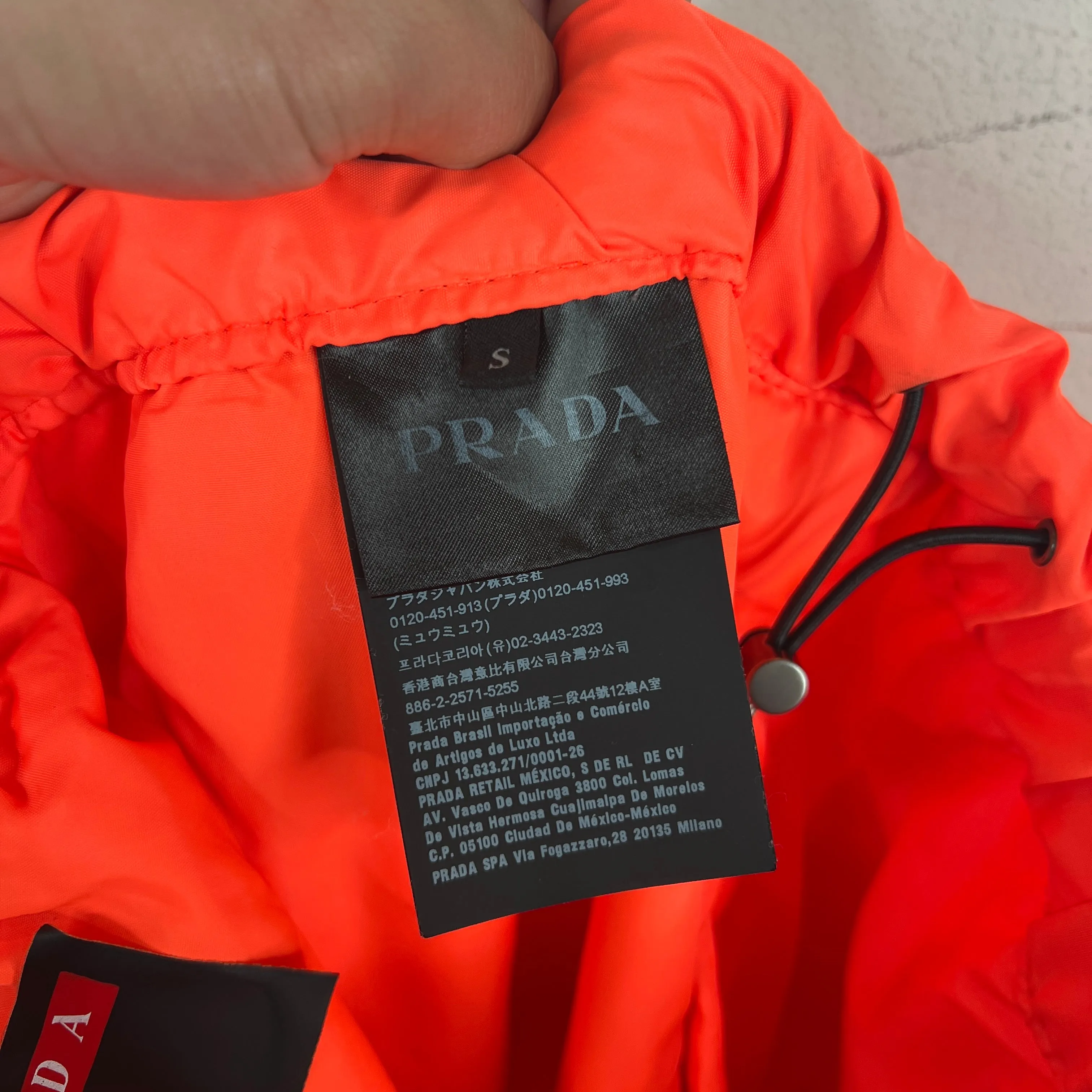 Prada Orange Linea Rossa Nylon Pants