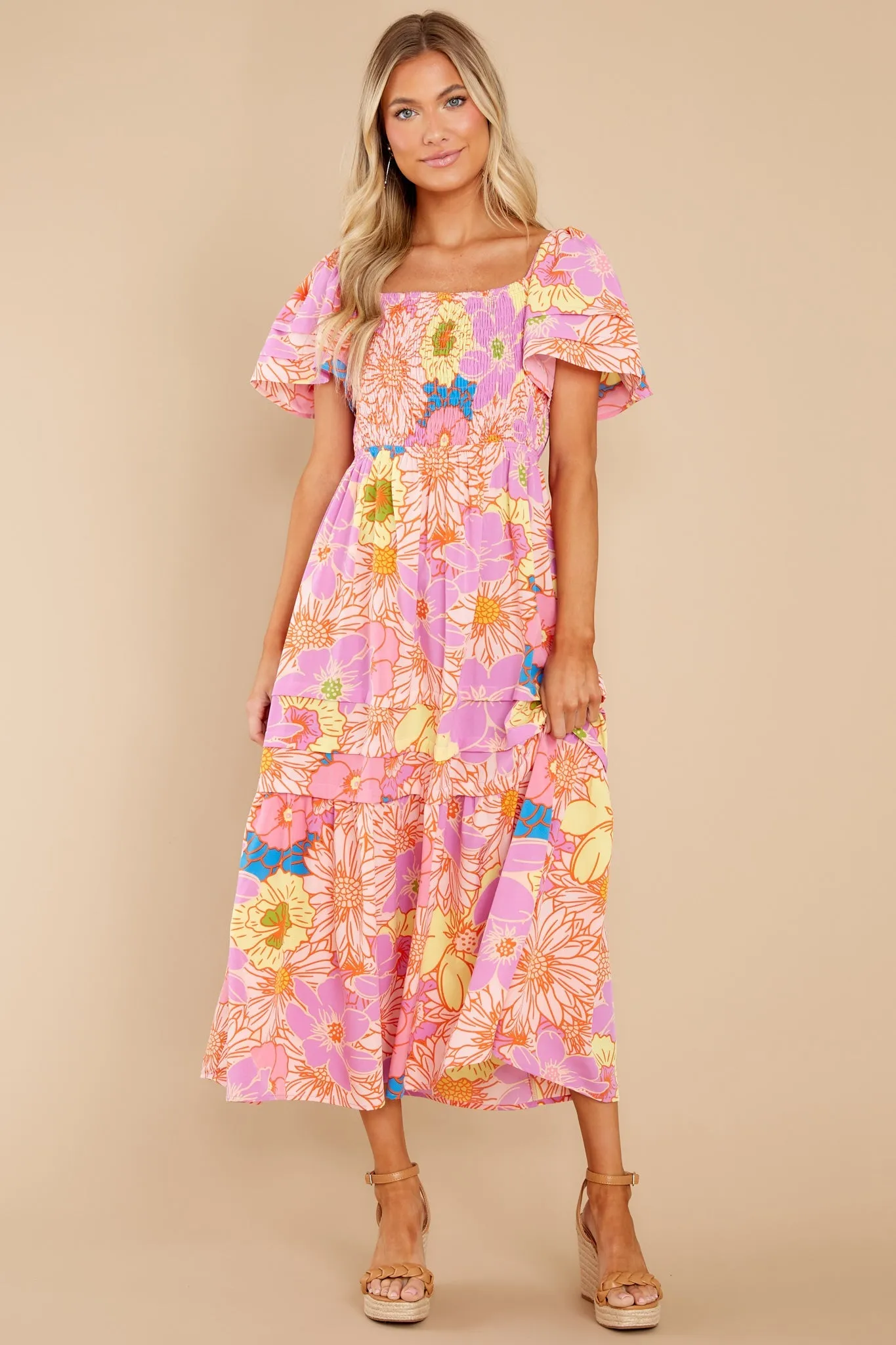 Precious Energy Lilac Floral Print Maxi Dress