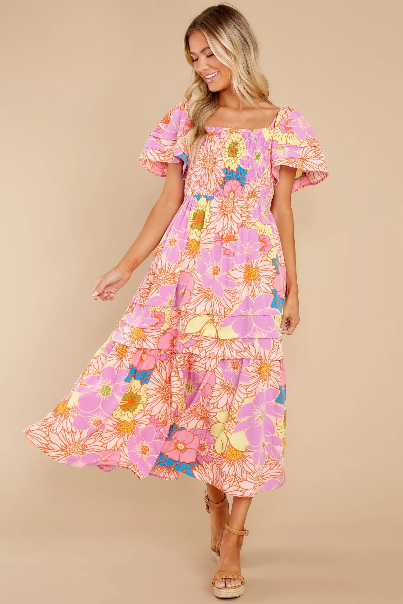 Precious Energy Lilac Floral Print Maxi Dress