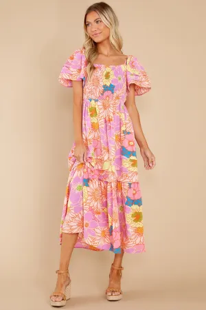 Precious Energy Lilac Floral Print Maxi Dress