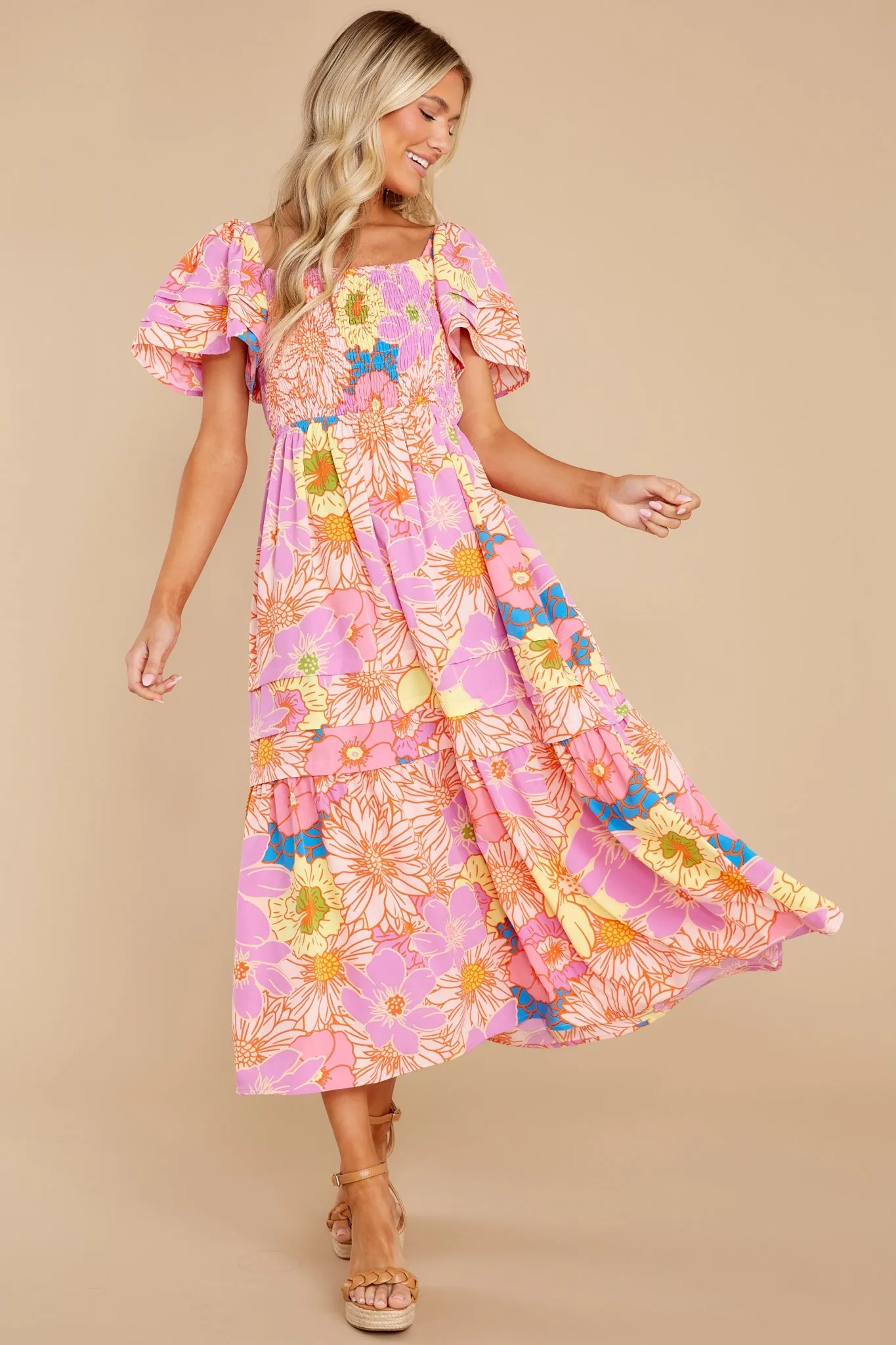 Precious Energy Lilac Floral Print Maxi Dress