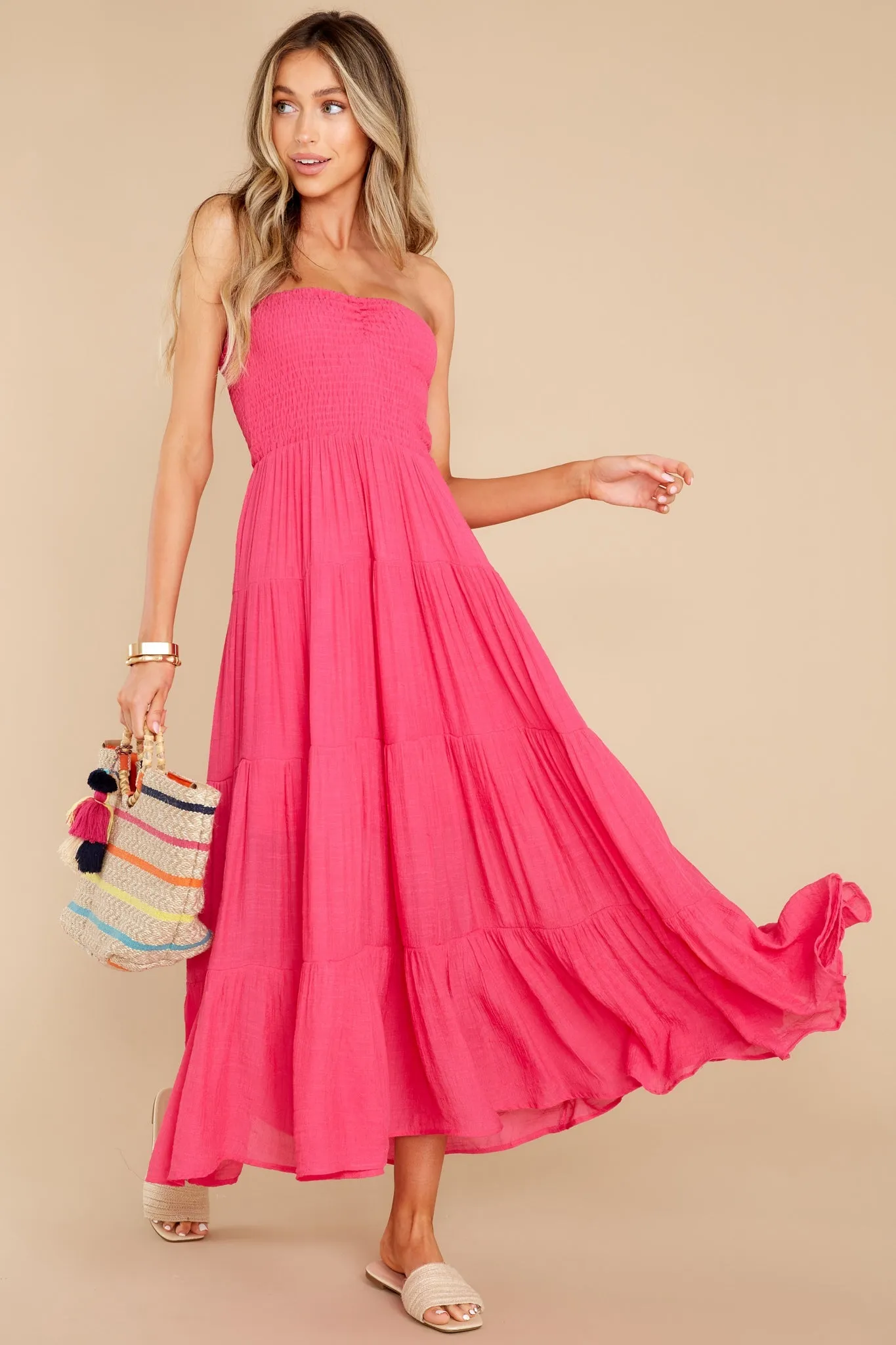 Pretty And Poised Fuchsia Pink Maxi Dress