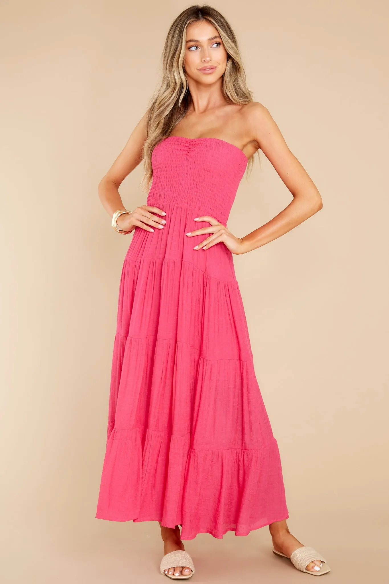 Pretty And Poised Fuchsia Pink Maxi Dress