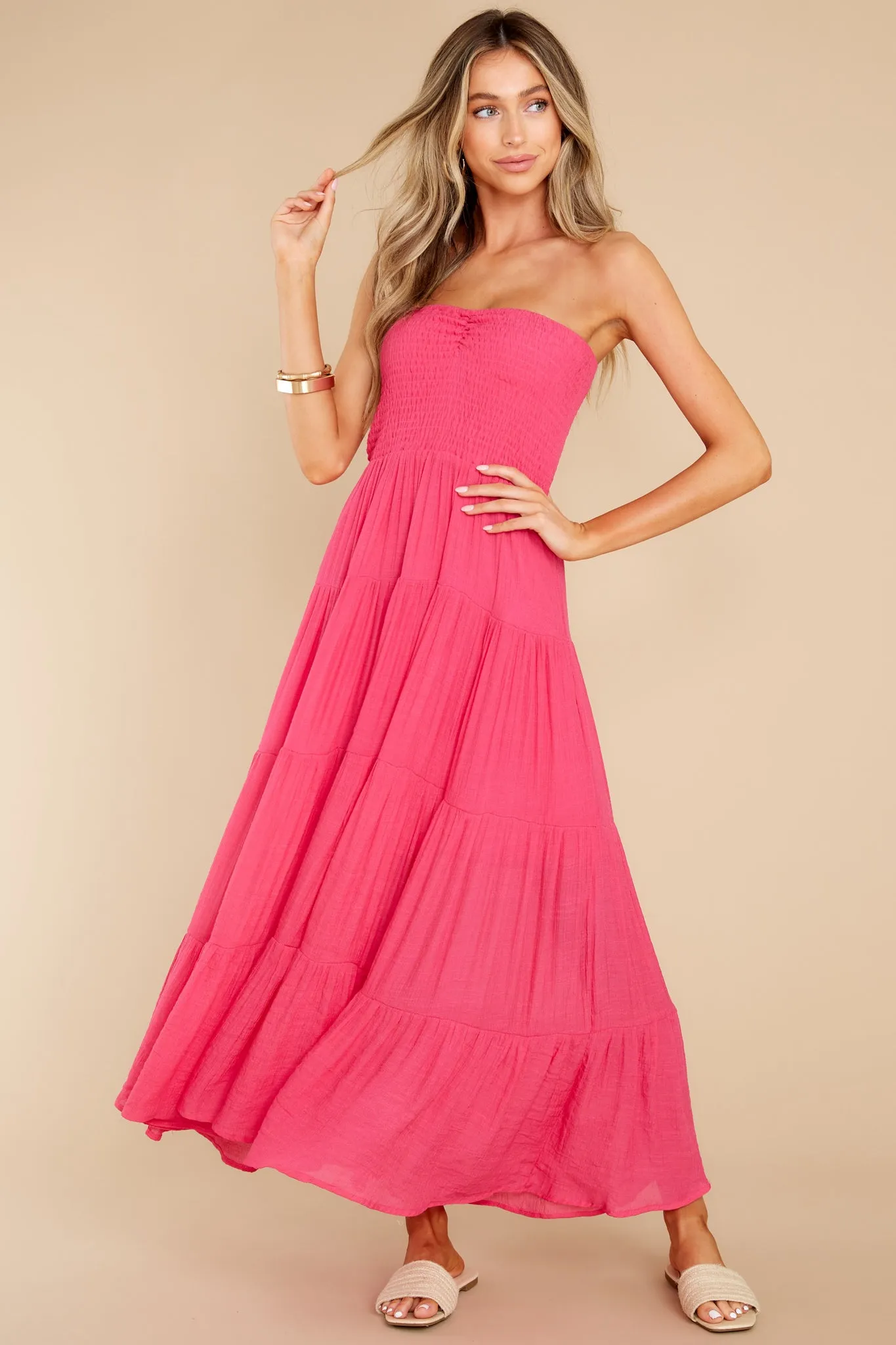 Pretty And Poised Fuchsia Pink Maxi Dress