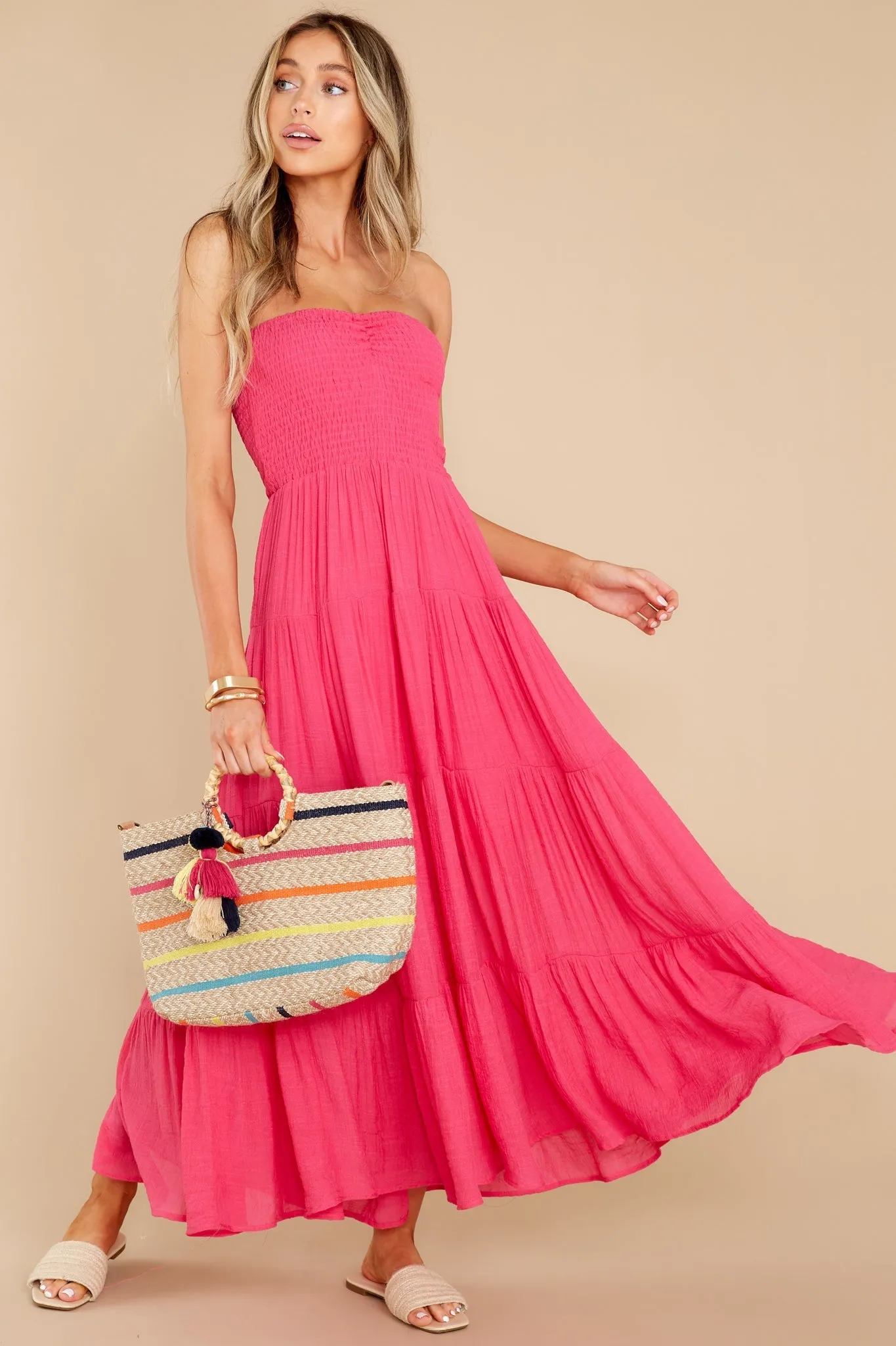 Pretty And Poised Fuchsia Pink Maxi Dress