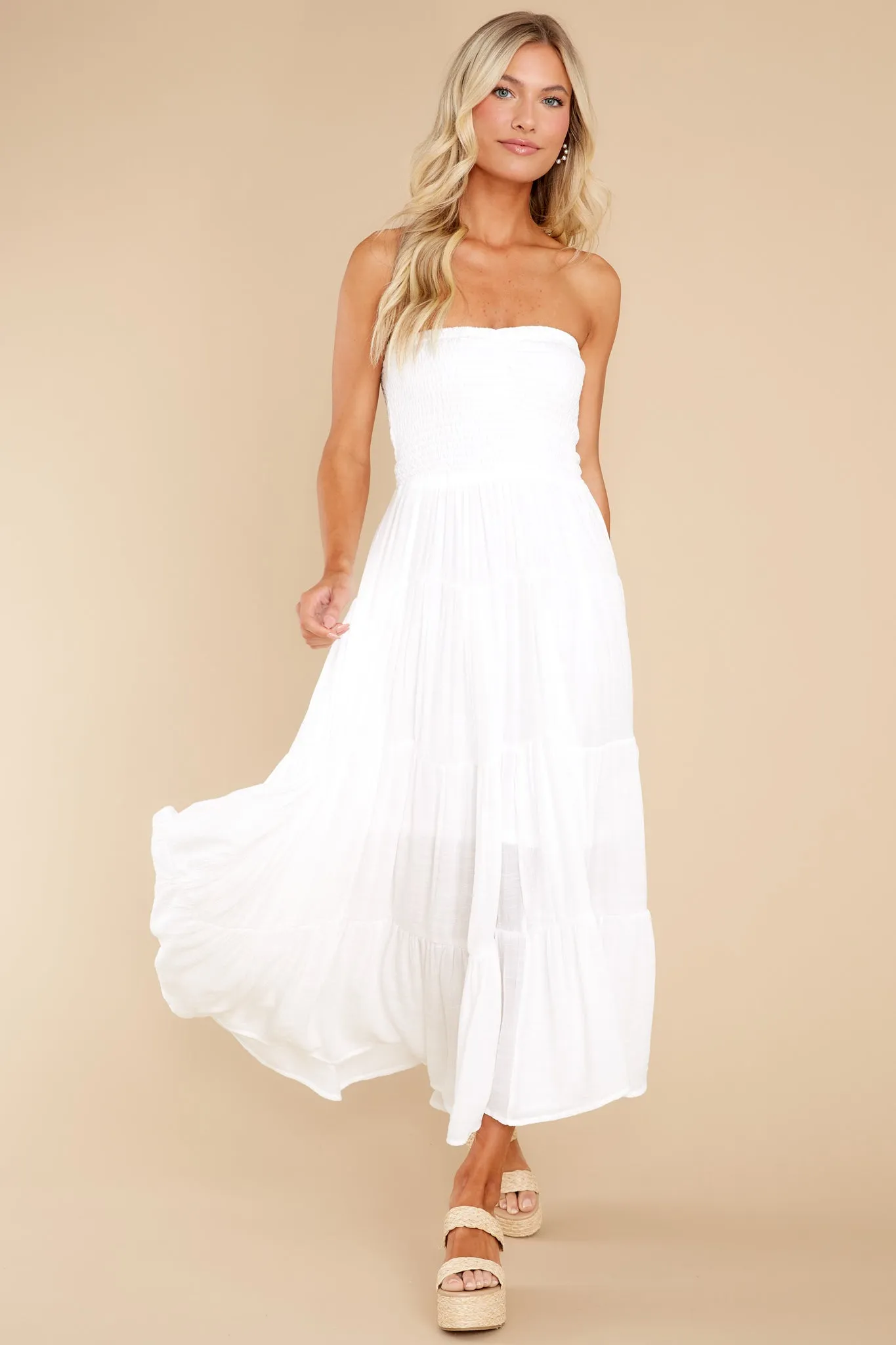 Pretty And Poised White Maxi Dress