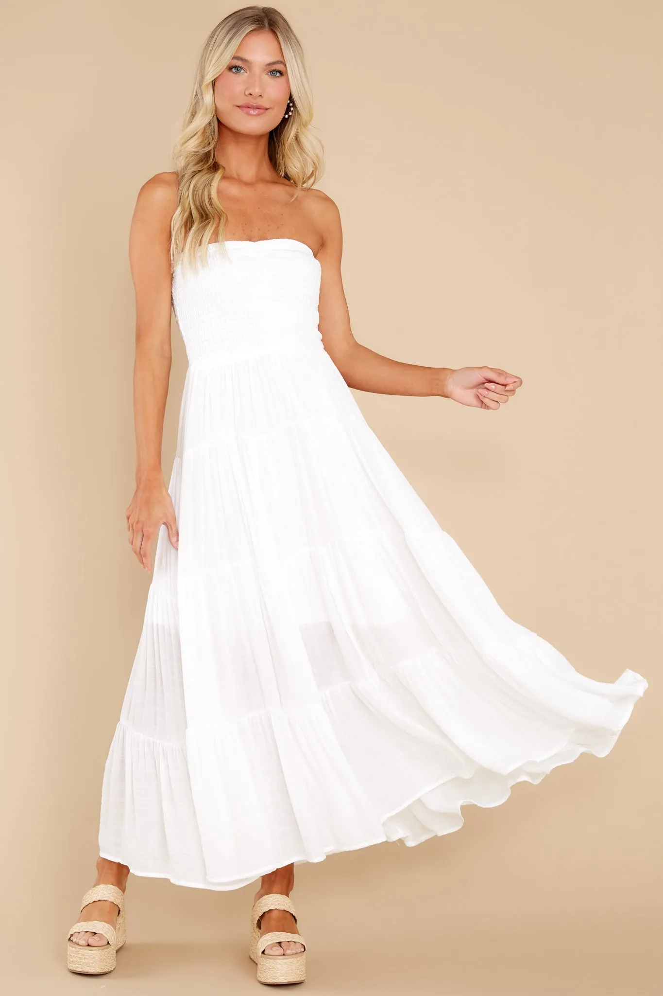 Pretty And Poised White Maxi Dress