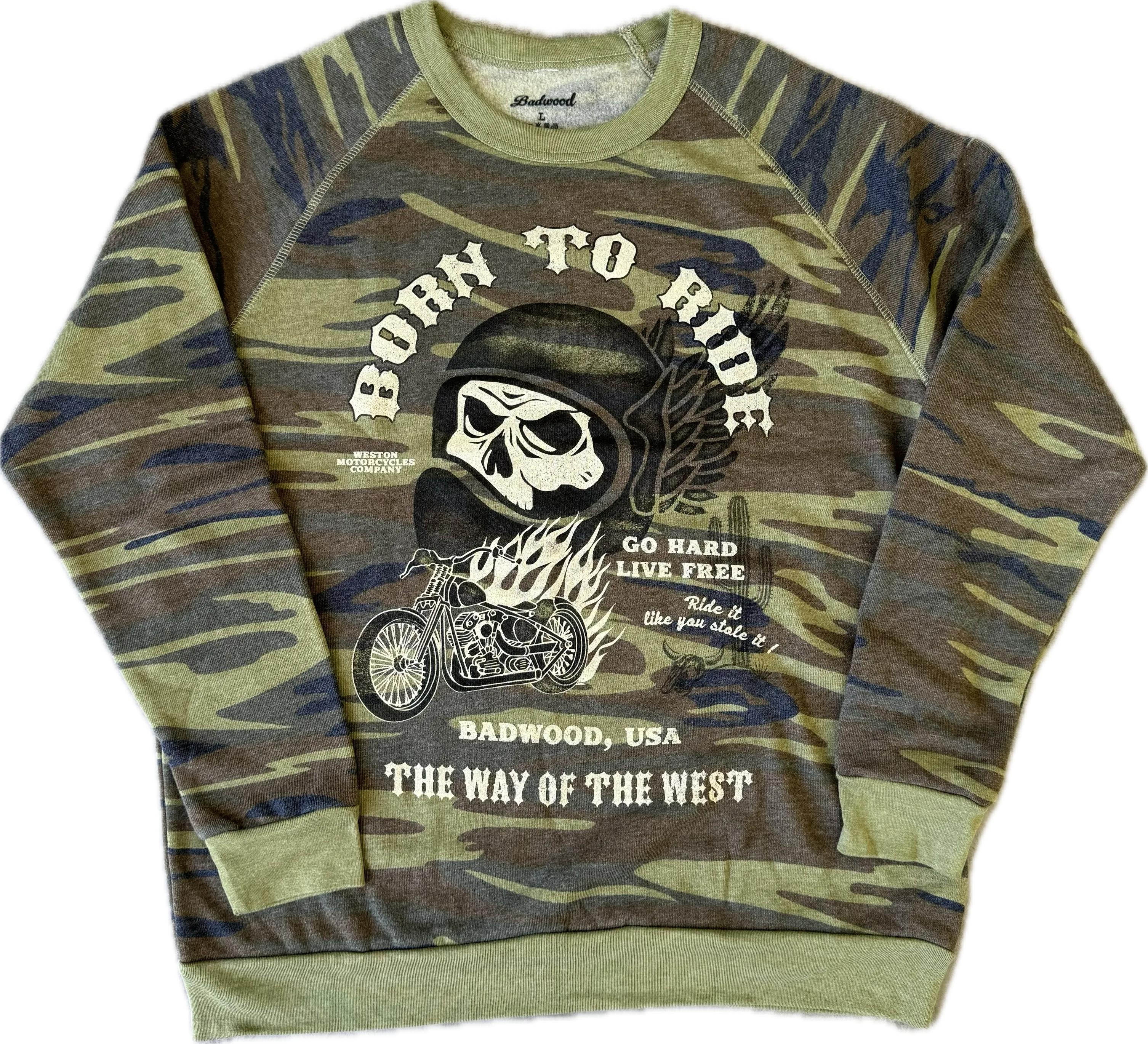 "BORN TO RIDE" Crewneck in CAMO