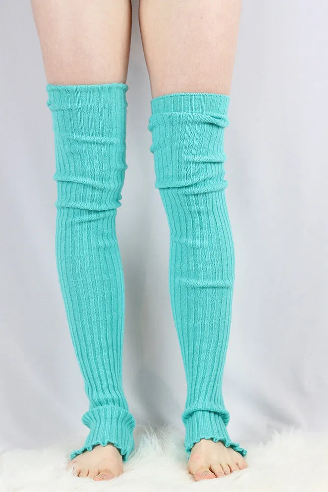 Rarr Extra Long Stirr-Up Knit Legwarmers Green