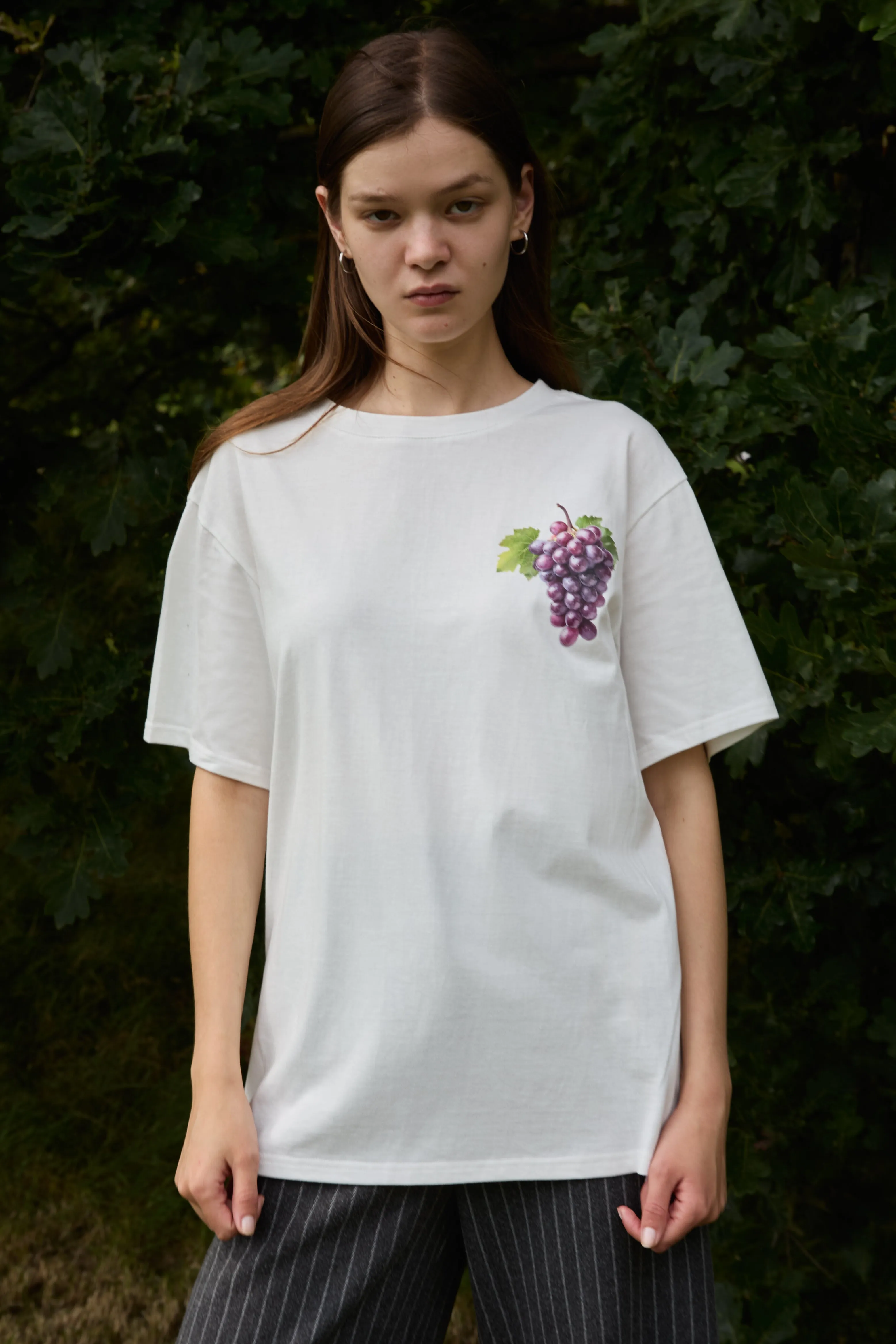 Red Grape Print Unisex T-Shirt in White