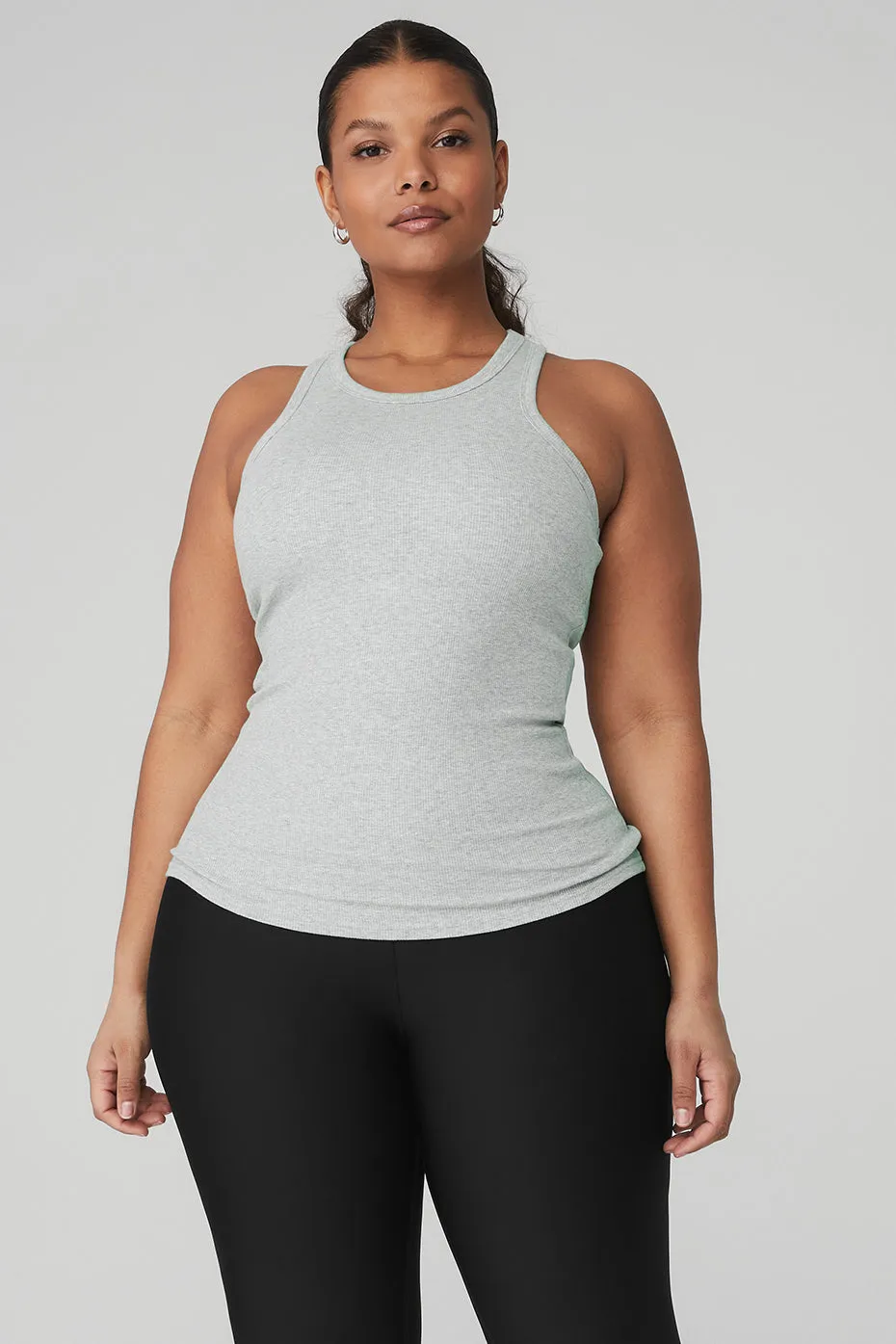 Ribbed Aspire Full Length Tank - Athletic Heather Grey