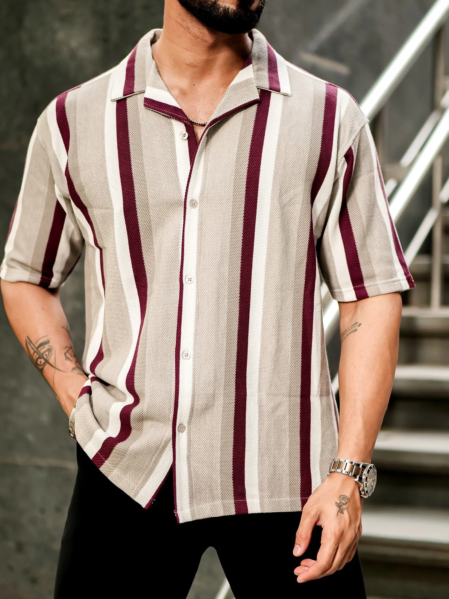 Roman Stripe Tan Shirt